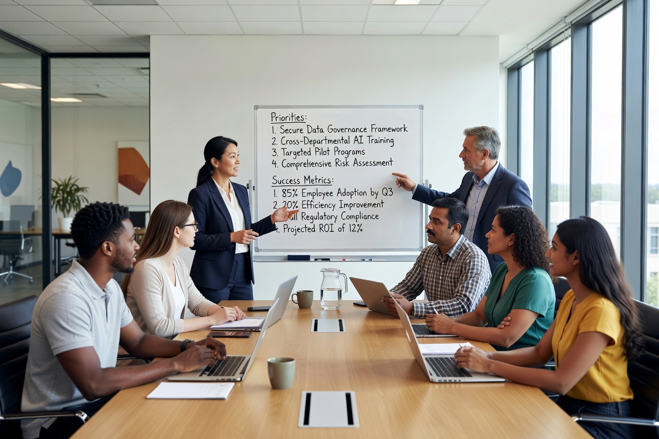 Five-stage AI enablement progression from interest to operational traction
